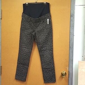 Gap Size 4 Maternity Grey Black Leopard Print Vintage Slim Jeans